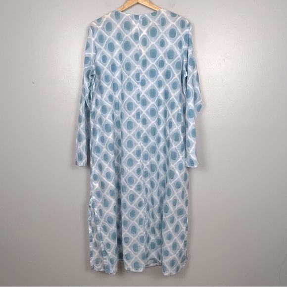 Auntie Oti - blue Diamond Button Up 100% cotton khadi Maxi, size 1 (4-8). - Picture 2 of 12